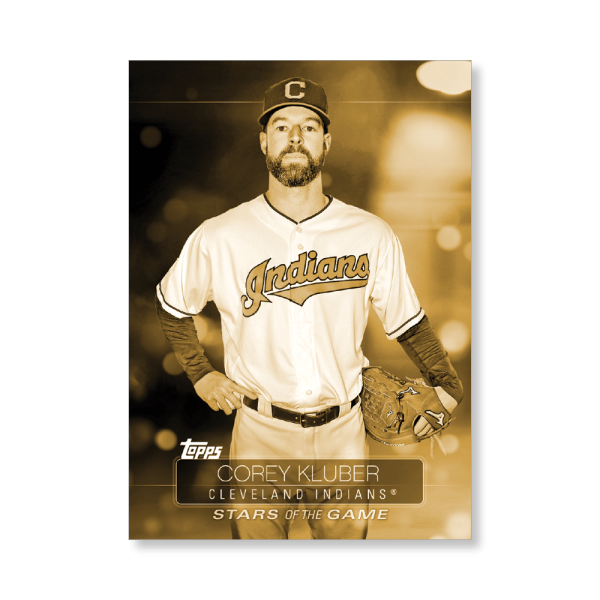 2019 Topps Series 1 Baseball Corey Kluber Superstars Of Baseball Poster - #'d to 1- artbble-pos-19tbb1-2233-gold-s