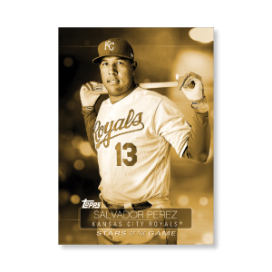 2019 Topps Series 1 Baseball Salvador Perez Superstars Of Baseball Poster - #'d to 1- artbble-pos-19tbb1-2249-gold-s