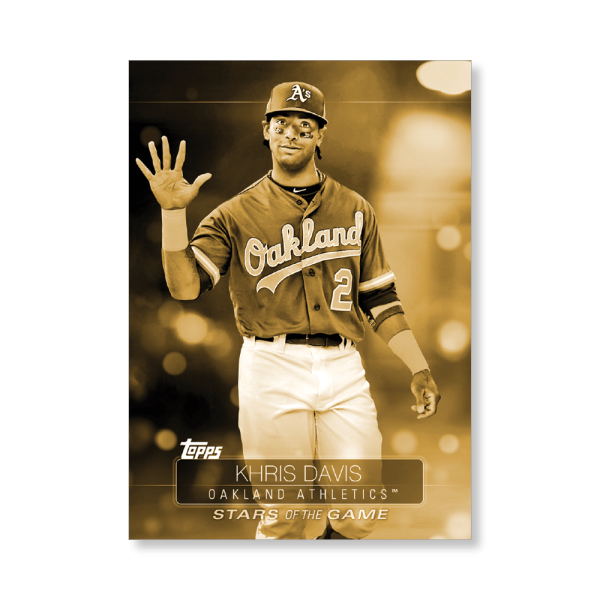 2019 Topps Series 1 Baseball Khris Davis Superstars Of Baseball Poster - #'d to 1- artbble-pos-19tbb1-2269-gold-s