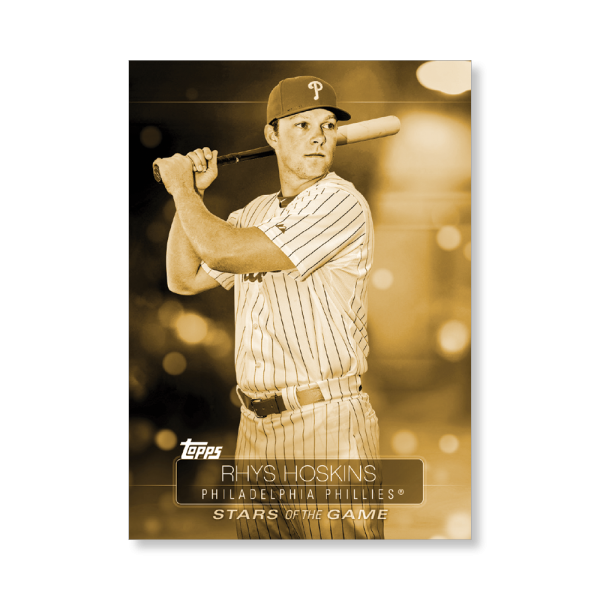2019 Topps Series 1 Baseball Rhys Hoskins Superstars Of Baseball Poster - #'d to 1- artbble-pos-19tbb1-2271-gold-s