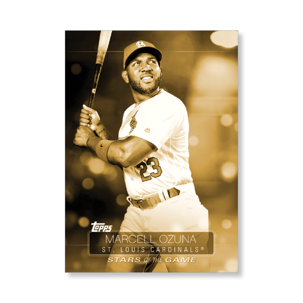 2019 Topps Series 1 Baseball Marcell Ozuna Superstars Of Baseball Poster - #'d to 1- artbble-pos-19tbb1-2286-gold-s