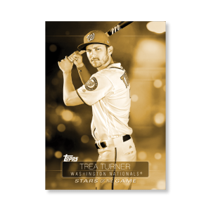2019 Topps Series 1 Baseball Trea Turner Superstars Of Baseball Poster - #'d to 1- artbble-pos-19tbb1-2298-gold-s