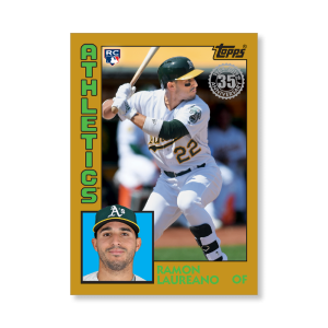 2019 Topps Series 1 Baseball Ramon Laureano 1984 Topps Baseball Poster - #'d to 1- artbble-pos-19tbb1-2497-gold-s