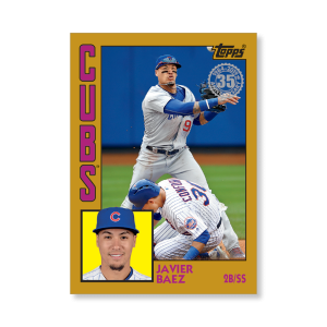 2019 Topps Series 1 Baseball Javier Baez 1984 Topps Baseball Poster - #'d to 1- artbble-pos-19tbb1-2621-gold-s