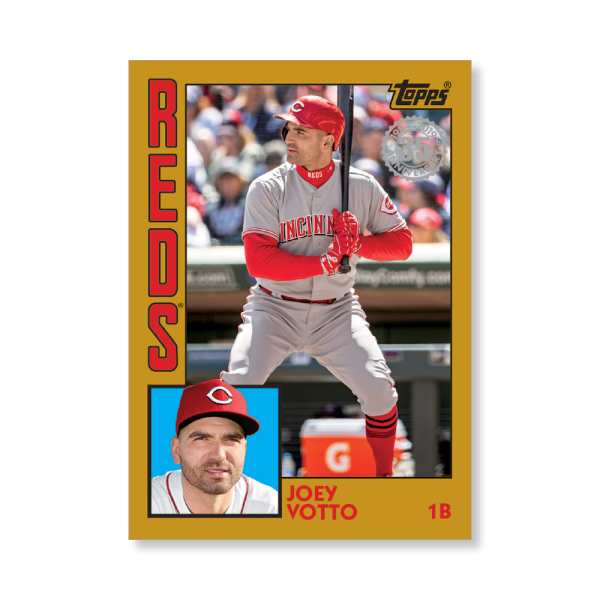2019 Topps Series 1 Baseball Joey Votto 1984 Topps Baseball Poster - #'d to 1- artbble-pos-19tbb1-2625-gold-s