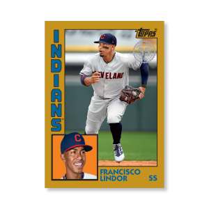 2019 Topps Series 1 Baseball Francisco Lindor 1984 Topps Baseball Poster - #'d to 1- artbble-pos-19tbb1-2626-gold-s