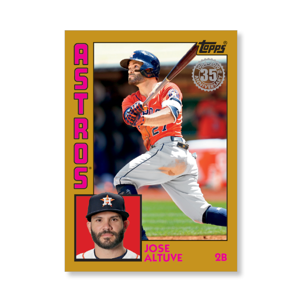 2019 Topps Series 1 Baseball Jose Altuve 1984 Topps Baseball Poster - #'d to 1- artbble-pos-19tbb1-2632-gold-s