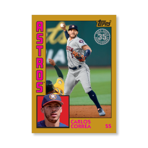 2019 Topps Series 1 Baseball Carlos Correa 1984 Topps Baseball Poster - #'d to 1- artbble-pos-19tbb1-2633-gold-s