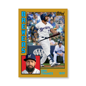 2019 Topps Series 1 Baseball Eric Thames 1984 Topps Baseball Poster - #'d to 1- artbble-pos-19tbb1-2646-gold-s