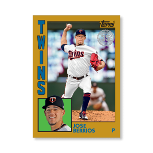 2019 Topps Series 1 Baseball Jose Berrios 1984 Topps Baseball Poster - #'d to 1- artbble-pos-19tbb1-2650-gold-s