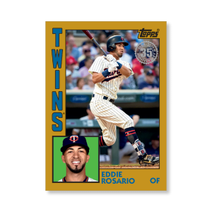 2019 Topps Series 1 Baseball Eddie Rosario 1984 Topps Baseball Poster - #'d to 1- artbble-pos-19tbb1-2651-gold-s