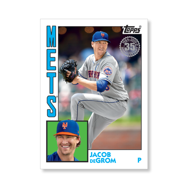 2019 Topps Series 1 Baseball Jacob deGrom 1984 Topps Baseball Poster - #'d to 99- artbble-pos-19tbb1-2654-s