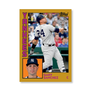 2019 Topps Series 1 Baseball Gary Sanchez 1984 Topps Baseball Poster - #'d to 1- artbble-pos-19tbb1-2657-gold-s