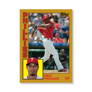 2019 Topps Series 1 Baseball Nick Williams 1984 Topps Baseball Poster - #'d to 1- artbble-pos-19tbb1-2667-gold-s
