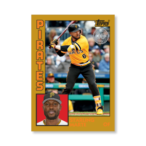 2019 Topps Series 1 Baseball Starling Marte 1984 Topps Baseball Poster - #'d to 1- artbble-pos-19tbb1-2670-gold-s