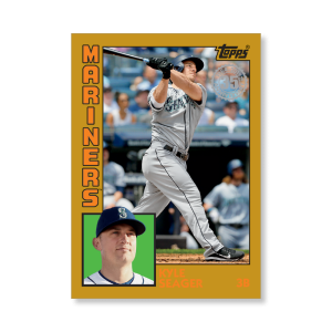 2019 Topps Series 1 Baseball Kyle Seager 1984 Topps Baseball Poster - #'d to 1- artbble-pos-19tbb1-2677-gold-s