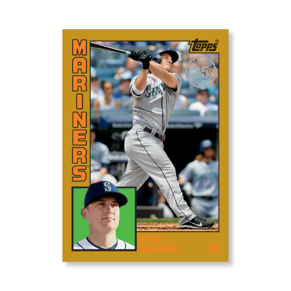 2019 Topps Series 1 Baseball Kyle Seager 1984 Topps Baseball Poster - #'d to 1- artbble-pos-19tbb1-2677-gold-s