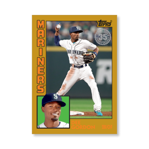 2019 Topps Series 1 Baseball Dee Gordon 1984 Topps Baseball Poster - #'d to 1- artbble-pos-19tbb1-2679-gold-s