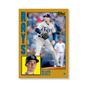 2019 Topps Series 1 Baseball Blake Snell 1984 Topps Baseball Poster - #'d to 1- artbble-pos-19tbb1-2685-gold-s
