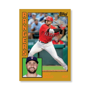2019 Topps Series 1 Baseball Joey Gallo 1984 Topps Baseball Poster - #'d to 1- artbble-pos-19tbb1-2689-gold-s