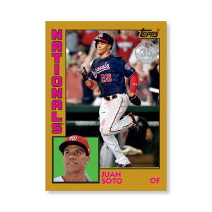 2019 Topps Series 1 Baseball Juan Soto 1984 Topps Baseball Poster - #'d to 1- artbble-pos-19tbb1-2692-gold-s
