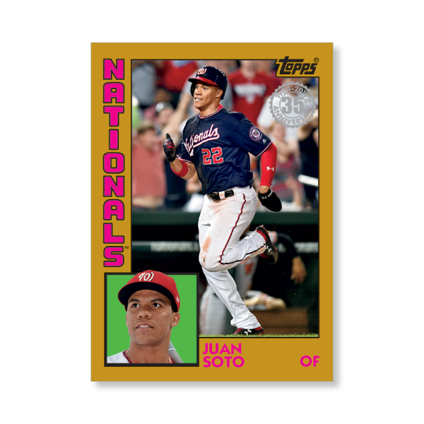 2019 Topps Series 1 Baseball Juan Soto 1984 Topps Baseball Poster - #'d to 1- artbble-pos-19tbb1-2692-gold-s