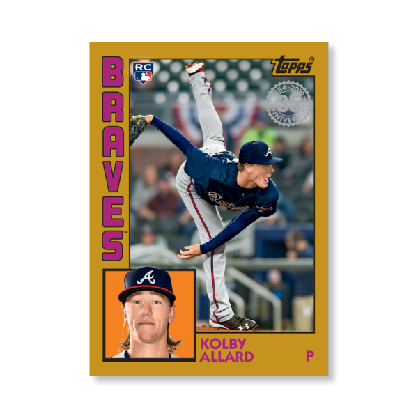 2019 Topps Series 1 Baseball Kolby Allard 1984 Topps Baseball Poster - #'d to 1- artbble-pos-19tbb1-2696-gold-s