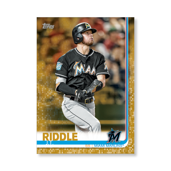 J.T. Riddle 2019 Topps Baseball Series 2 Veterans II Poster Gold Ed. # to 1- artbble-pos-19tbb2-1141-gold-s