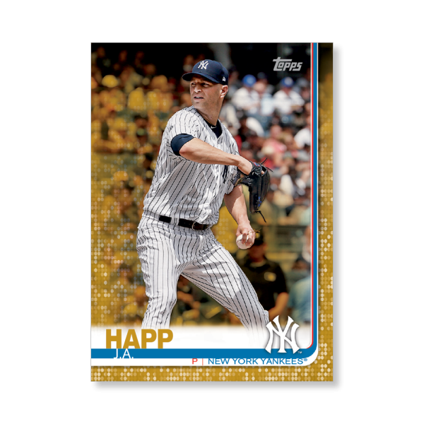 J.A. Happ 2019 Topps Baseball Series 2 Veterans II Poster Gold Ed. # to 1- artbble-pos-19tbb2-1183-gold-s
