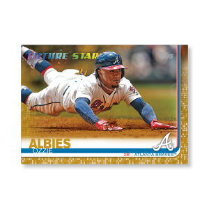 Ozzie Albies 2019 Topps Baseball Series 2 Future Stars Poster Gold Ed. # to 1- artbble-pos-19tbb2-1371-gold-s