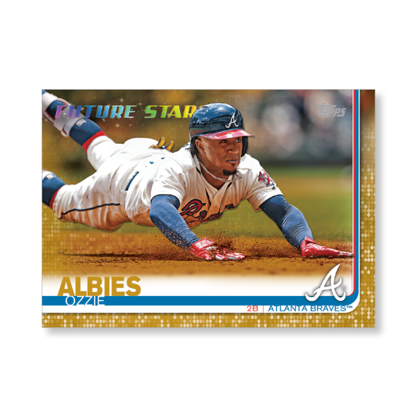 Ozzie Albies 2019 Topps Baseball Series 2 Future Stars Poster Gold Ed. # to 1- artbble-pos-19tbb2-1371-gold-s