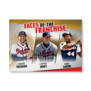 Freeman/Jones/Aaron 2019 Topps Baseball Series 2 Faces of the Franchise Poster Gold Ed. # to 1- artbble-pos-19tbb2-5653-gold-s