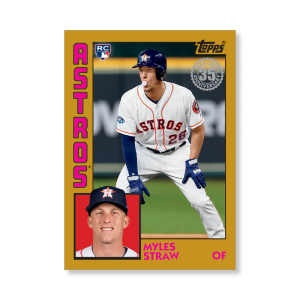 Myles Straw 2019 Topps Baseball Series 2 1984 Topps Baseball Rookies Poster Gold Ed. # to 1- artbble-pos-19tbb2-5812-gold-s