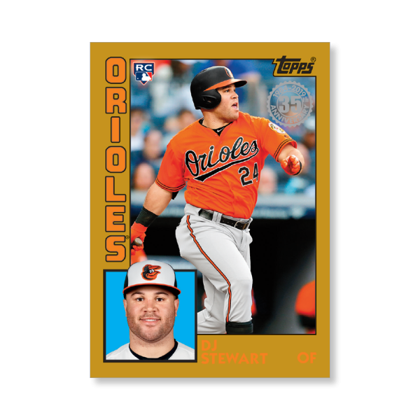 DJ Stewart 2019 Topps Baseball Series 2 1984 Topps Baseball Rookies Poster Gold Ed. # to 1- artbble-pos-19tbb2-5825-gold-s