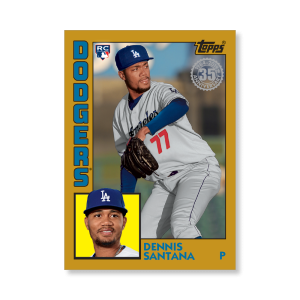Dennis Santana 2019 Topps Baseball Series 2 1984 Topps Baseball Rookies Poster Gold Ed. # to 1- artbble-pos-19tbb2-5831-gold-s