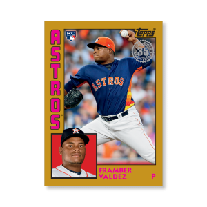 Framber Valdez 2019 Topps Baseball Series 2 1984 Topps Baseball Rookies Poster Gold Ed. # to 1- artbble-pos-19tbb2-5836-gold-s