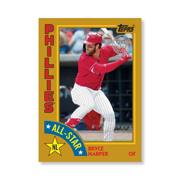 Bryce Harper 2019 Topps Baseball Series 2 1984 Topps Baseball All Stars Poster Gold Ed. # to 1- artbble-pos-19tbb2-5874-gold-s