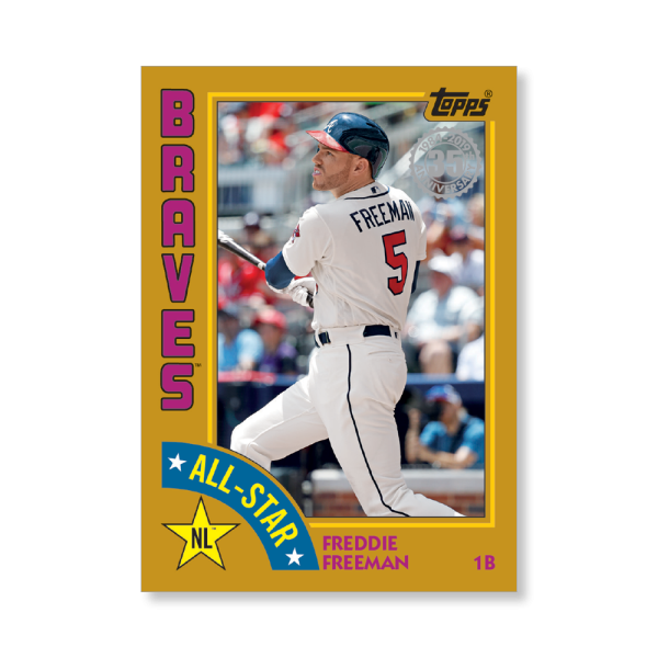 Freddie Freeman 2019 Topps Baseball Series 2 1984 Topps Baseball All Stars Poster Gold Ed. # to 1- artbble-pos-19tbb2-5895-gold-s