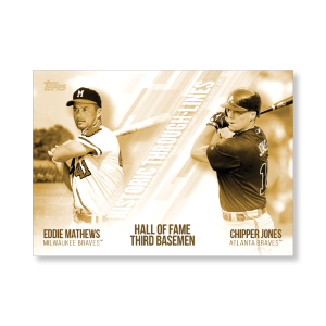 Mathews/Jones 2019 Topps Baseball Series 2 Historic Through Lines Poster Gold Ed. # to 1- artbble-pos-19tbb2-7102-gold-s