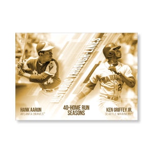 Aaron/Griffey Jr. 2019 Topps Baseball Series 2 Historic Through Lines Poster Gold Ed. # to 1- artbble-pos-19tbb2-7104-gold-s