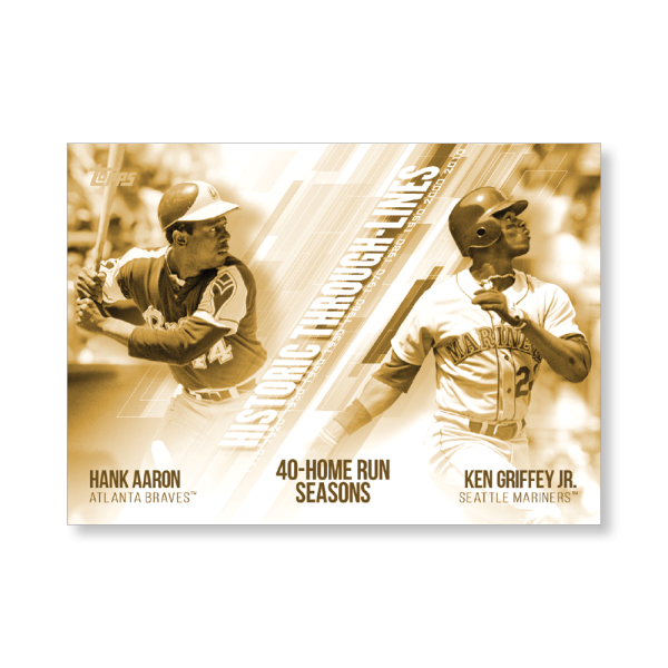 Aaron/Griffey Jr. 2019 Topps Baseball Series 2 Historic Through Lines Poster Gold Ed. # to 1- artbble-pos-19tbb2-7104-gold-s