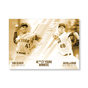 Seaver/deGrom 2019 Topps Baseball Series 2 Historic Through Lines Poster Gold Ed. # to 1- artbble-pos-19tbb2-7132-gold-s