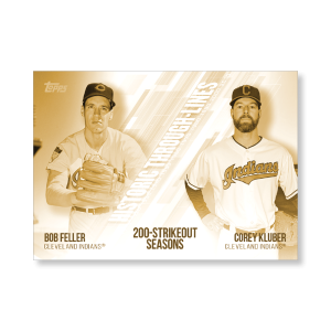 Feller/Kluber 2019 Topps Baseball Series 2 Historic Through Lines Poster Gold Ed. # to 1- artbble-pos-19tbb2-7134-gold-s