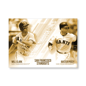 Clark/Posey 2019 Topps Baseball Series 2 Historic Through Lines Poster Gold Ed. # to 1- artbble-pos-19tbb2-7141-gold-s