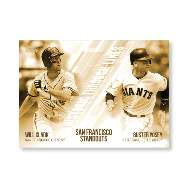 Clark/Posey 2019 Topps Baseball Series 2 Historic Through Lines Poster Gold Ed. # to 1- artbble-pos-19tbb2-7141-gold-s