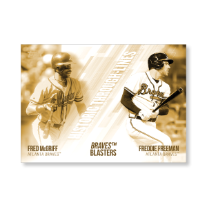 McGriff/Freeman 2019 Topps Baseball Series 2 Historic Through Lines Poster Gold Ed. # to 1- artbble-pos-19tbb2-7146-gold-s