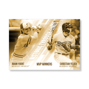 Yount/Yelich 2019 Topps Baseball Series 2 Historic Through Lines Poster Gold Ed. # to 1- artbble-pos-19tbb2-7147-gold-s