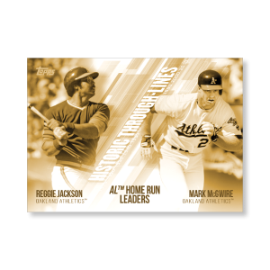 Jackson/McGwire 2019 Topps Baseball Series 2 Historic Through Lines Poster Gold Ed. # to 1- artbble-pos-19tbb2-7149-gold-s