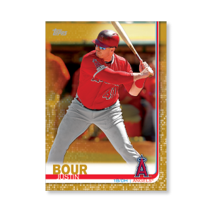Justin Bour 2019 Topps Baseball Update Series Traded Players Poster Gold Ed. # to 1- artbble-pos-19tbus-1031-gold-s