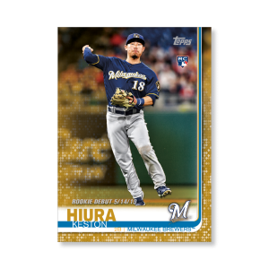 Keston Hiura 2019 Topps Baseball Update Series Rookie Debut Poster Gold Ed. # to 1- artbble-pos-19tbus-1418-gold-s